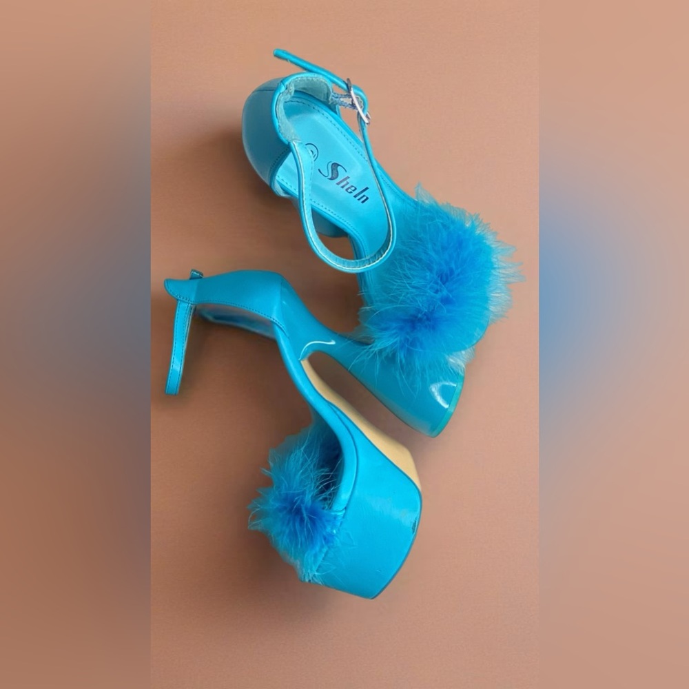 ~Aqua Dream Hourglass Heels~ Round toe ankle strap platform hourglass heels